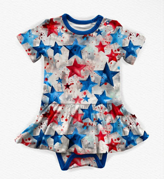 Red, White and Boom Bodysuit Twirl Dress - 4OJ  Pre-Order